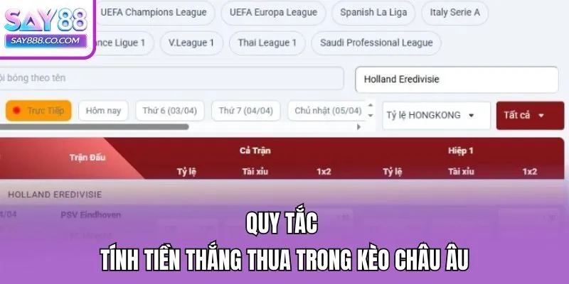 Quy tắc tính tiền thắng thua trong kèo châu Âu